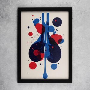 Modern abstract illustration of human lungs in red and blue with artistic ink splashes – medical wall decor