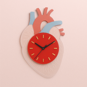 Anatomical heart-shaped wall clock for cardiologists and doctors – red and pastel medical design