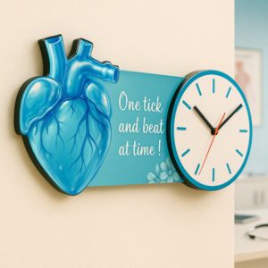 Doctor wall clock with blue anatomical heart design – Brittle clinic decor