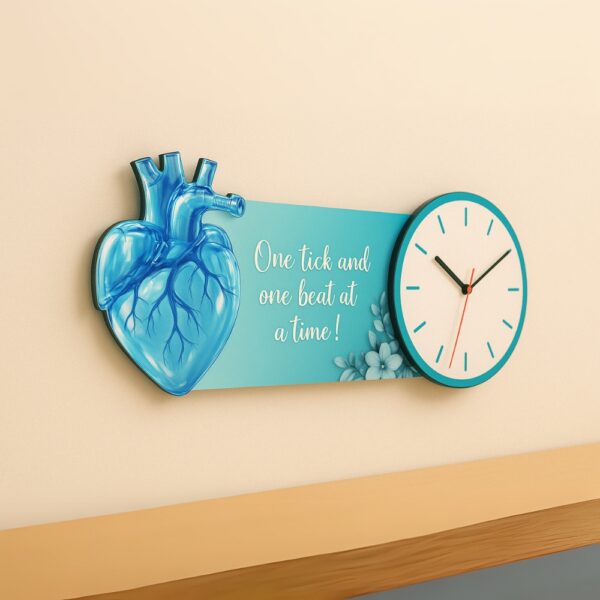 Doctor wall clock with blue anatomical heart design – Brittle clinic decor