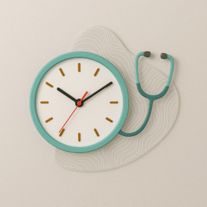 Minimal stethoscope-shaped wall clock with engraved acrylic wave base – perfect for doctors and hospitals