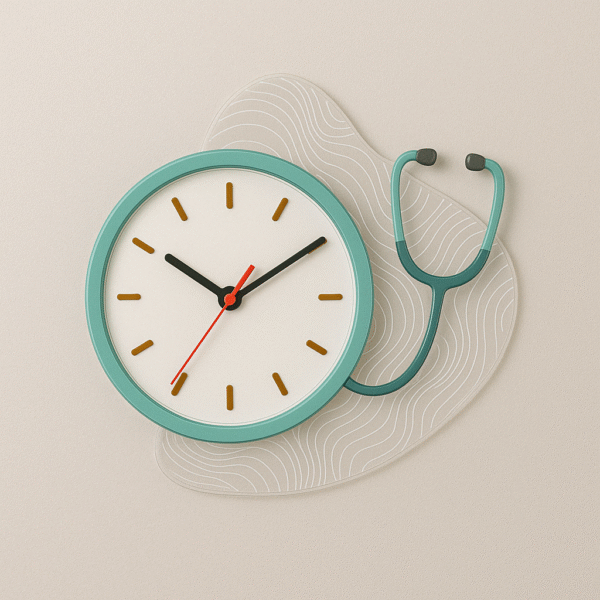 Minimal stethoscope-shaped wall clock with engraved acrylic wave base – perfect for doctors and hospitals