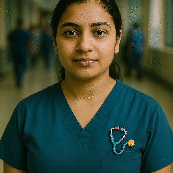 Vibrant enamel brooch shaped like a stethoscope, crafted exclusively for doctors and medical professionals.