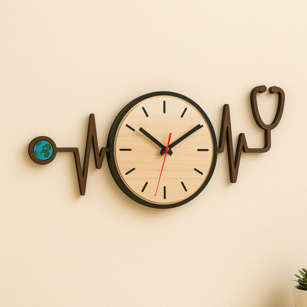 Doctor Pulse Wall Clock – Heartbeat & Stethoscope Design for Clinics & Hospitals by Brittle
