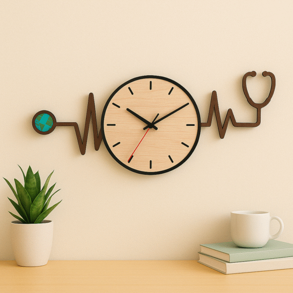 Doctor Pulse Wall Clock – Heartbeat & Stethoscope Design for Clinics & Hospitals by Brittle