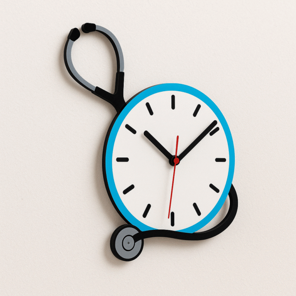 Stethoscope-shaped wall clock for doctors – modern acrylic design for clinics and hospitals