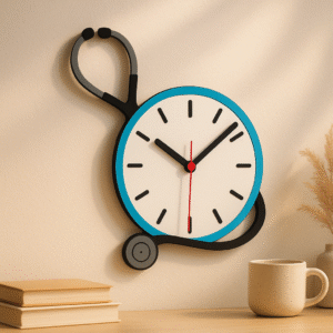 Stethoscope-shaped wall clock for doctors – modern acrylic design for clinics and hospitals