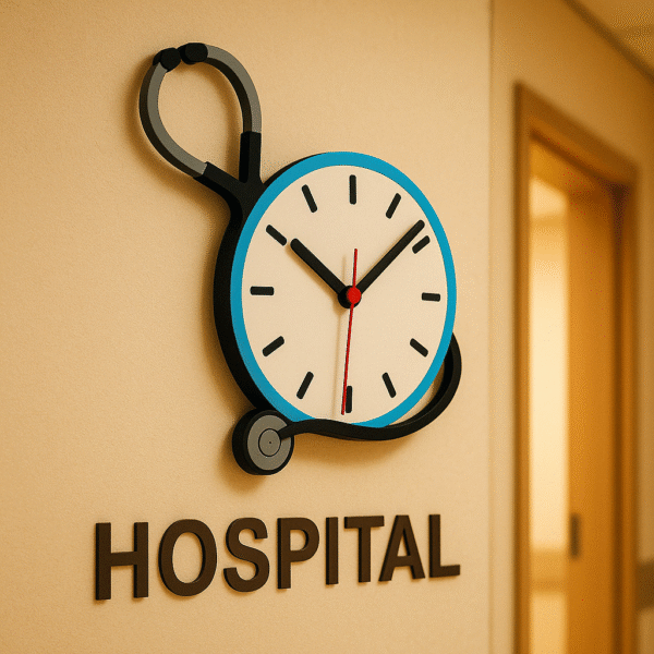 Stethoscope-shaped wall clock for doctors – modern acrylic design for clinics and hospitals