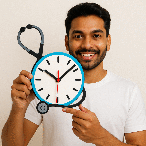 Stethoscope-shaped wall clock for doctors – modern acrylic design for clinics and hospitals