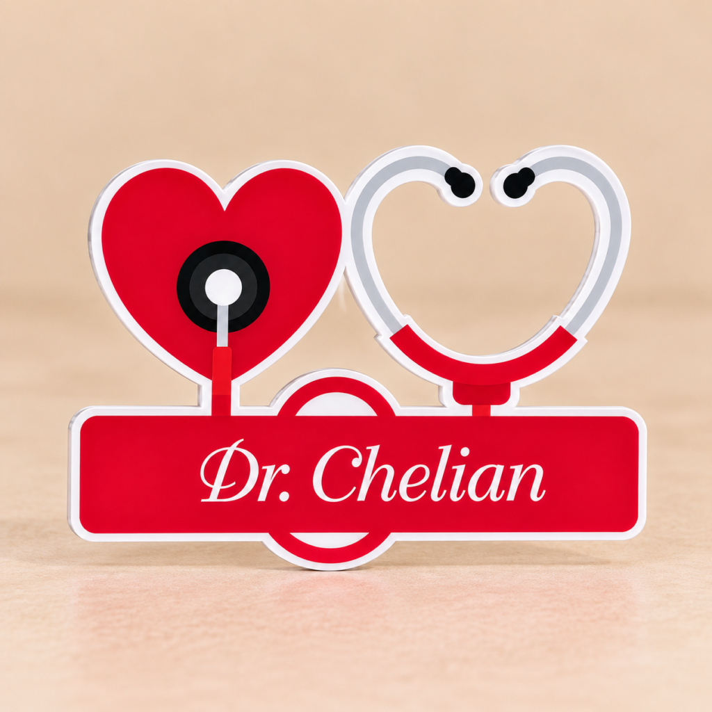 Name Badge - Personalized doctor name badge red (4)