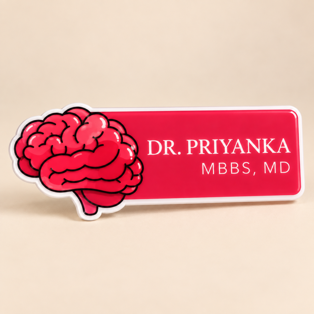 Name Badge - Red brain (1)