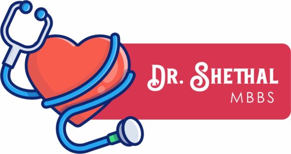 Cute doctor name badge featuring a heart wrapped in a stethoscope with custom name and MBBS title on