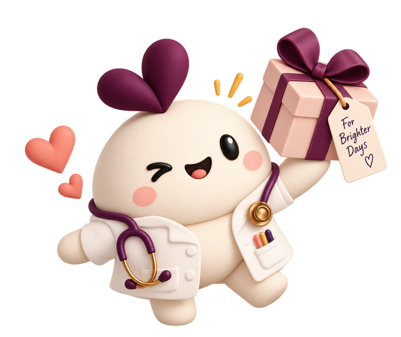 Mallow sitting beside a gift