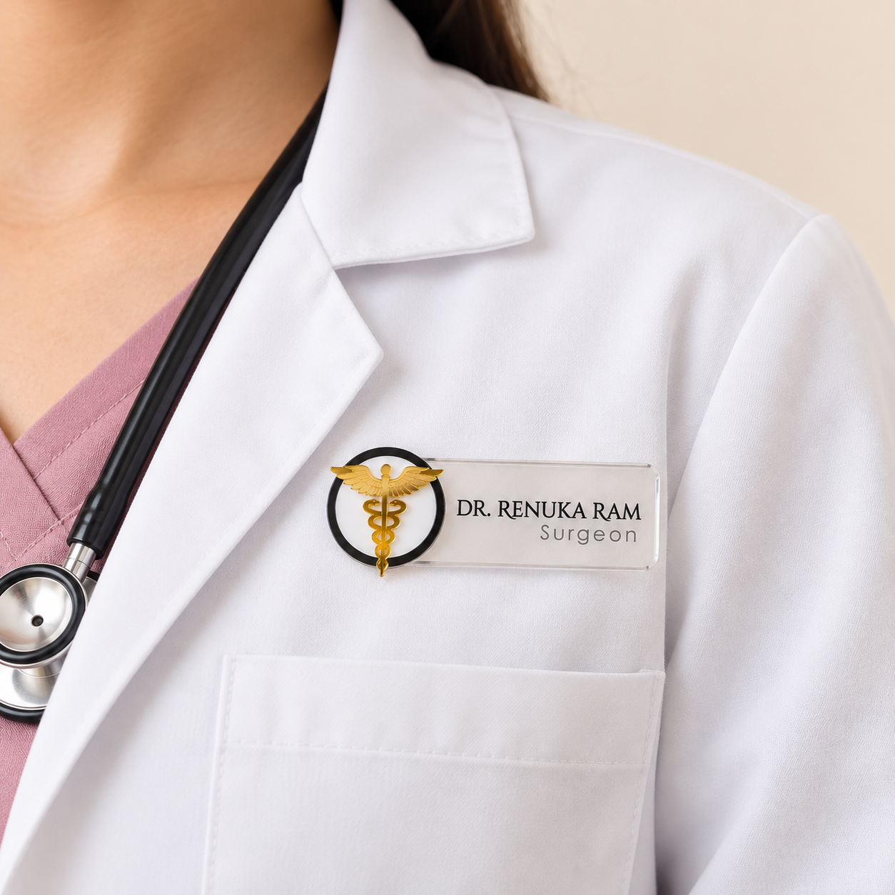 Personalized doctor name badge