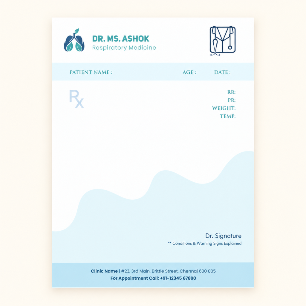 Respiratory prescription pad