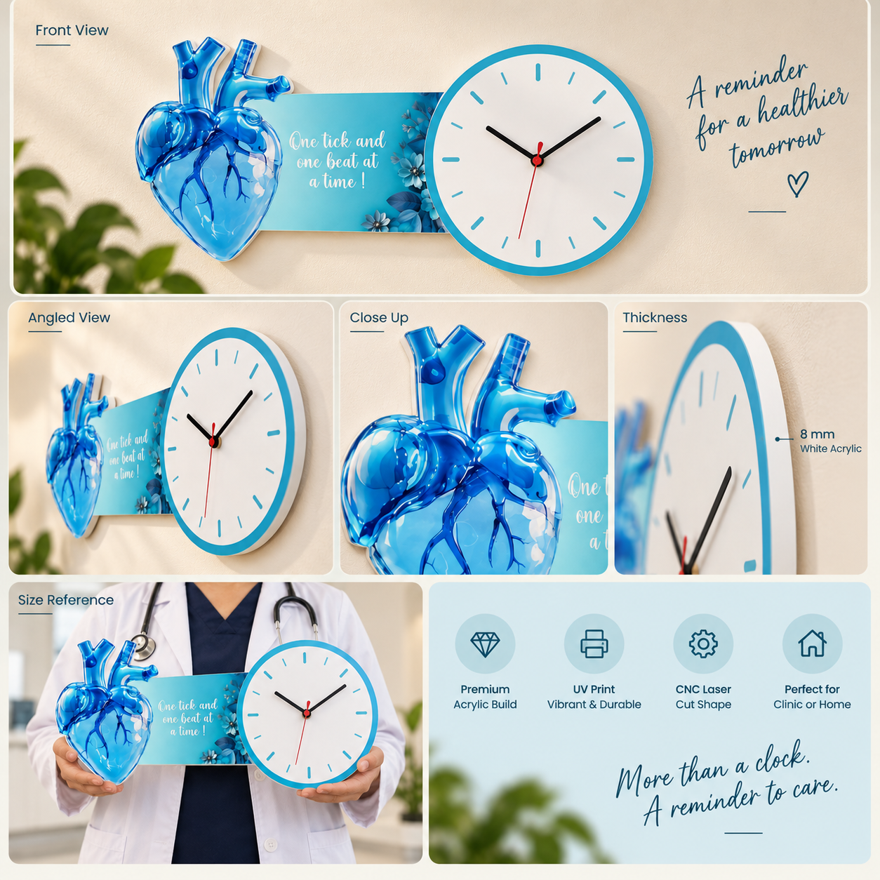 Clock - Blue Heart Wall Clock (4)