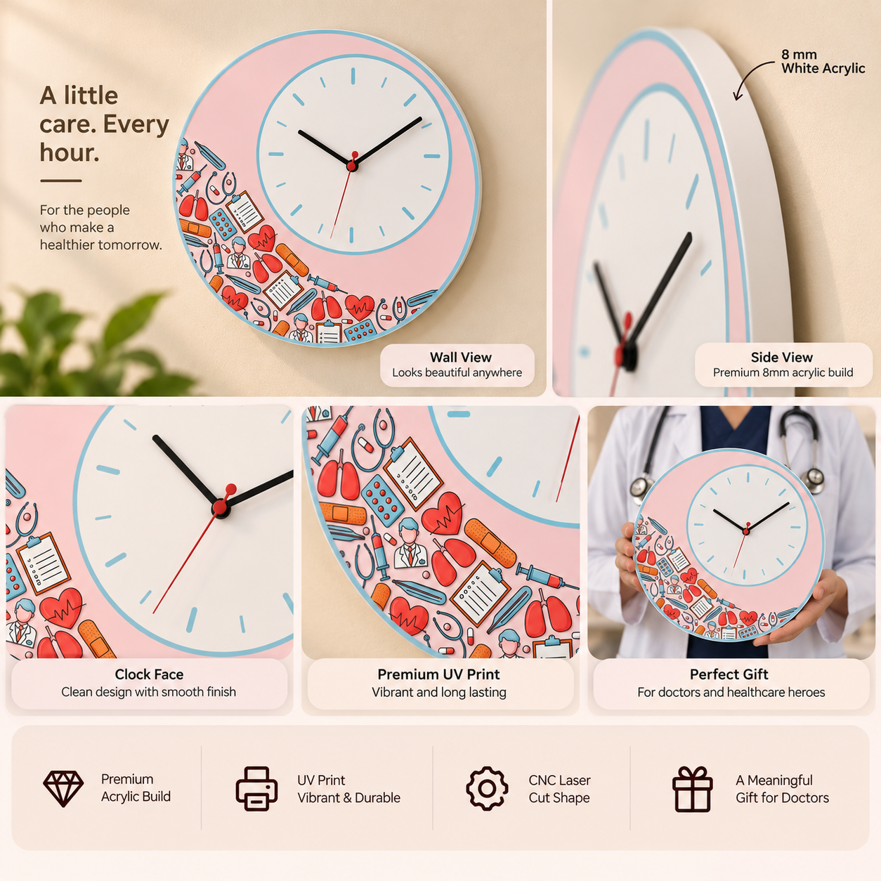 Clock - Doctor Wall Clock with Medical Icons (4)