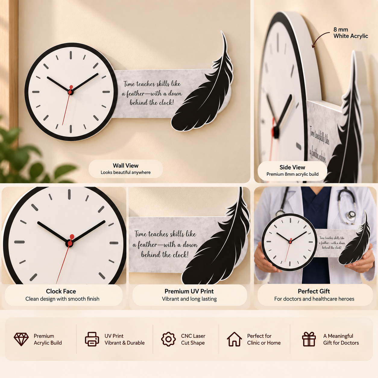 Clock - Feather Wall Clock – (4)