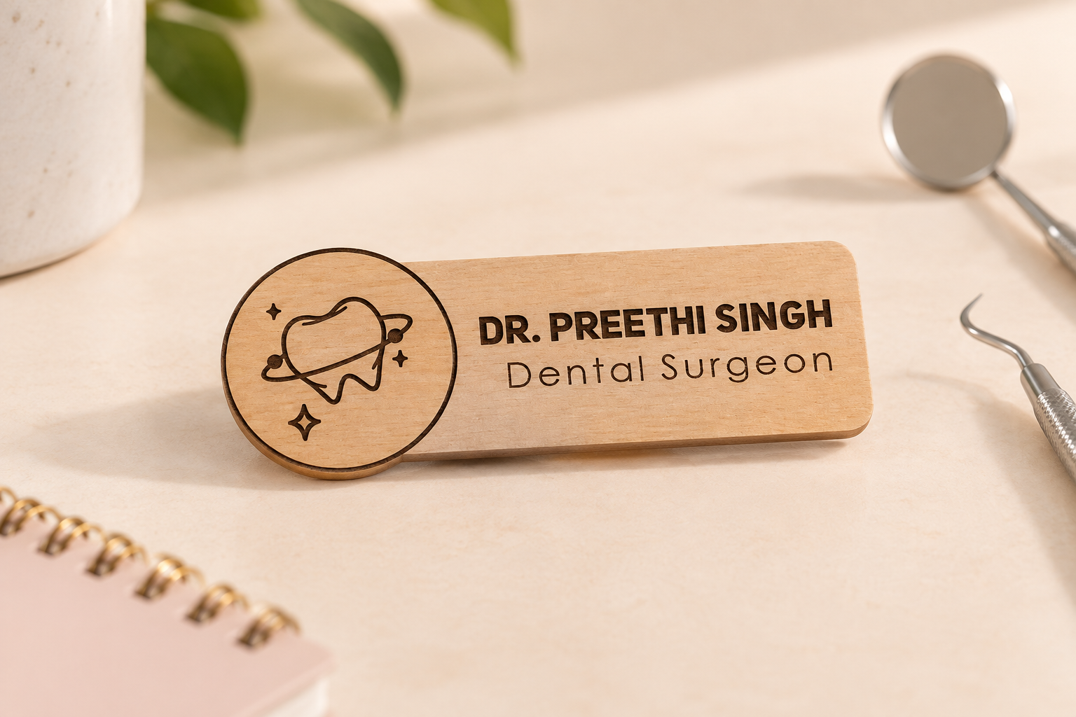 Name Badge - Engraved wooden (1)