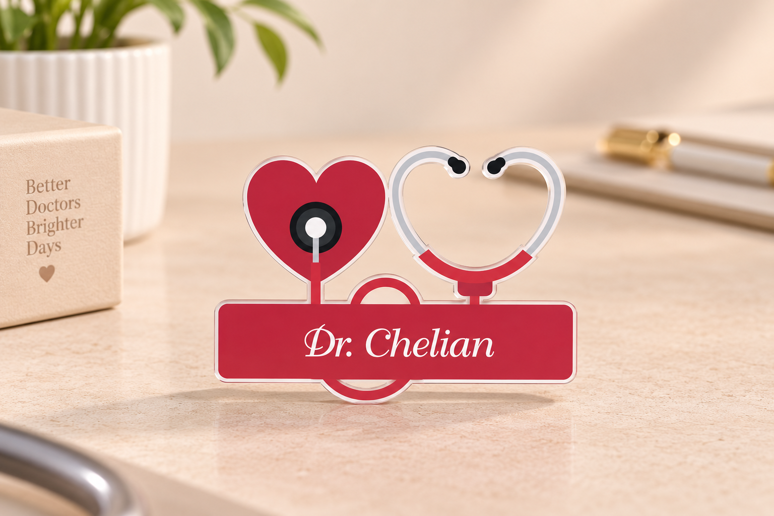 Name Badge - Personalized doctor name badge red (1)