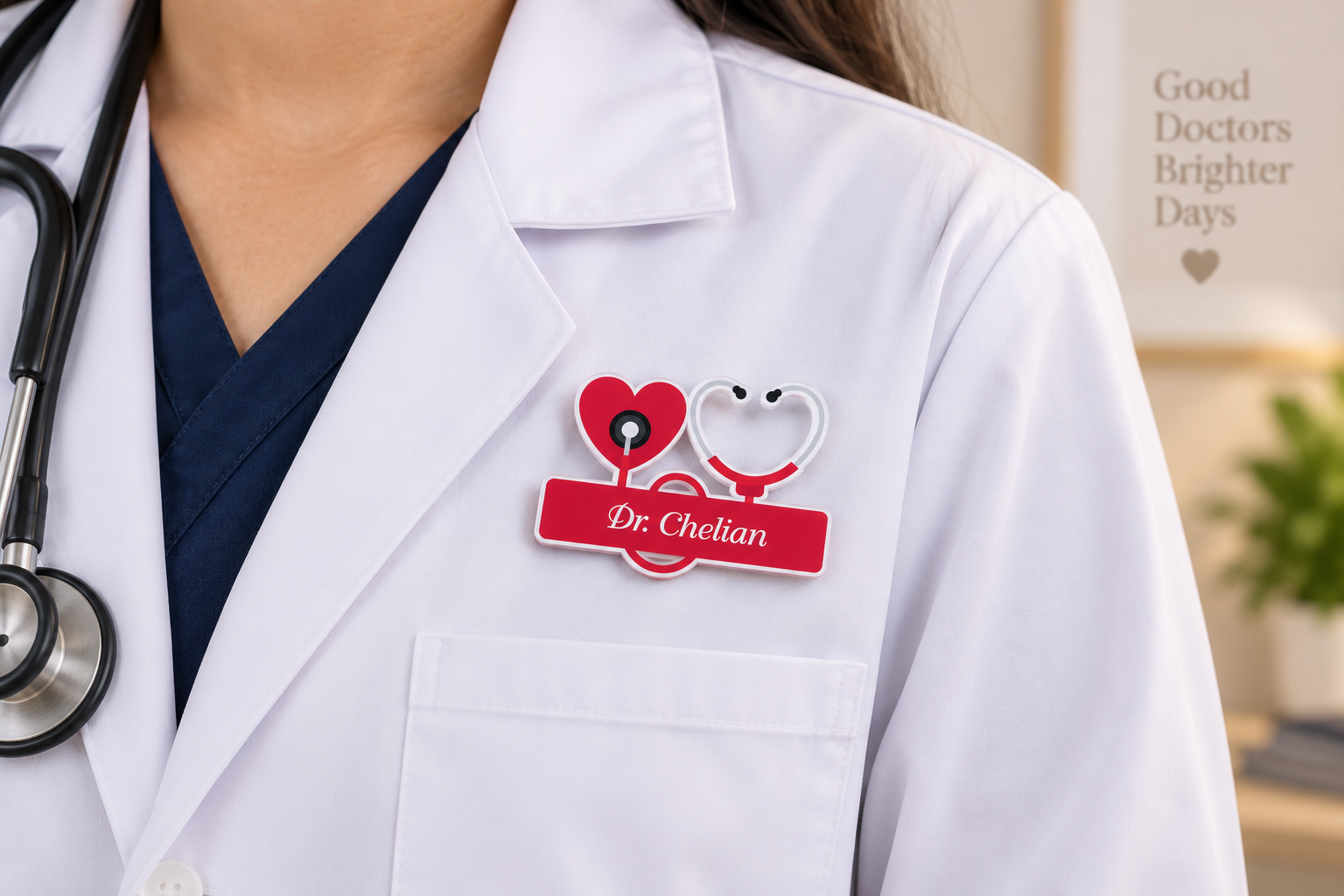 Name Badge - Personalized doctor name badge red (2)