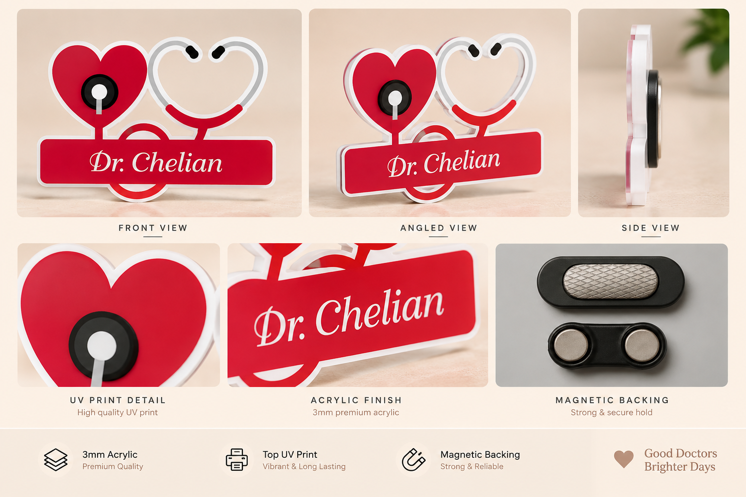 Name Badge - Personalized doctor name badge red (3)
