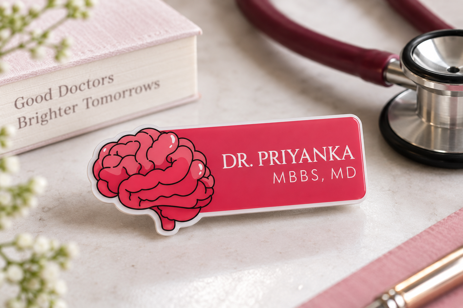 Name Badge - Red brain (1)
