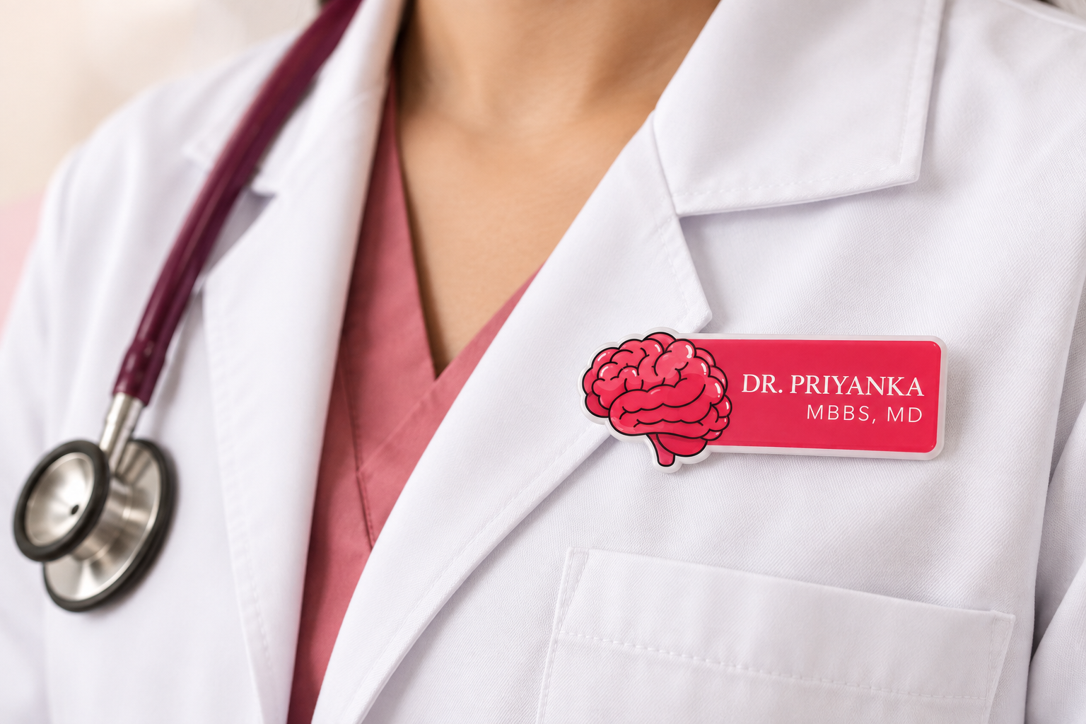 Name Badge - Red brain (3)