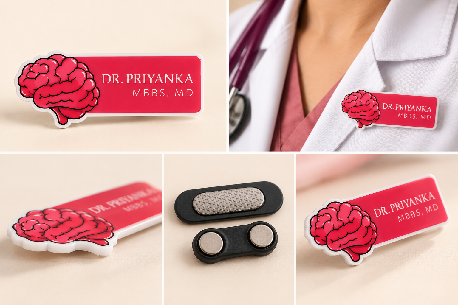 Name Badge - Red brain (4)