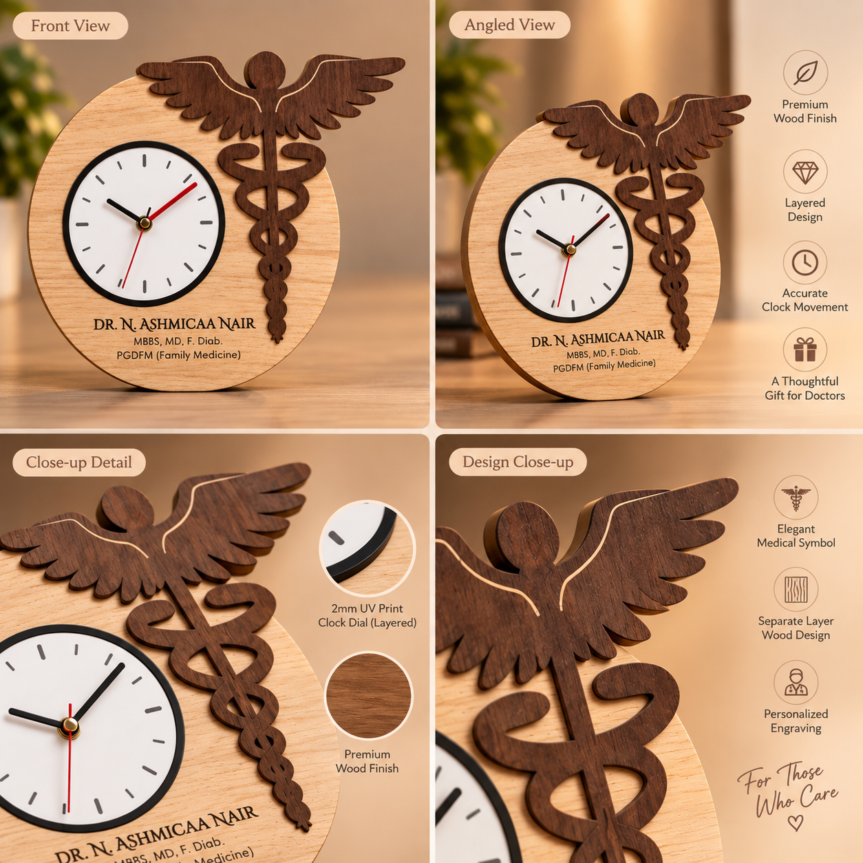 Table clock - Round Wooden (1)