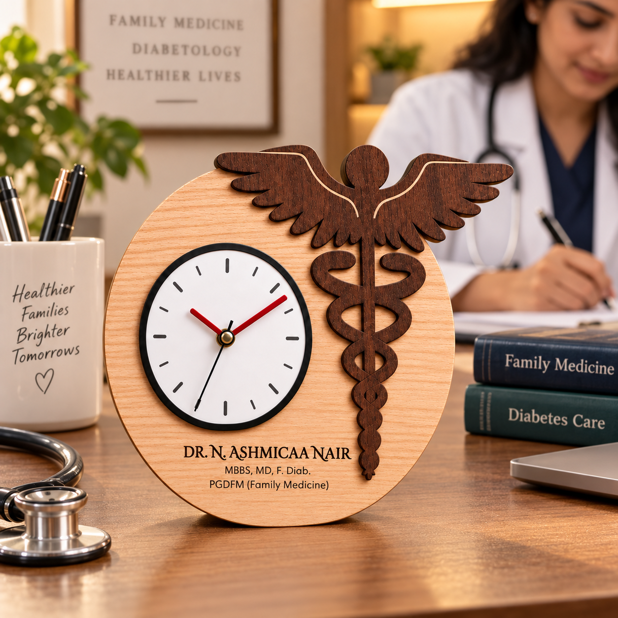Table clock - Round Wooden (2)